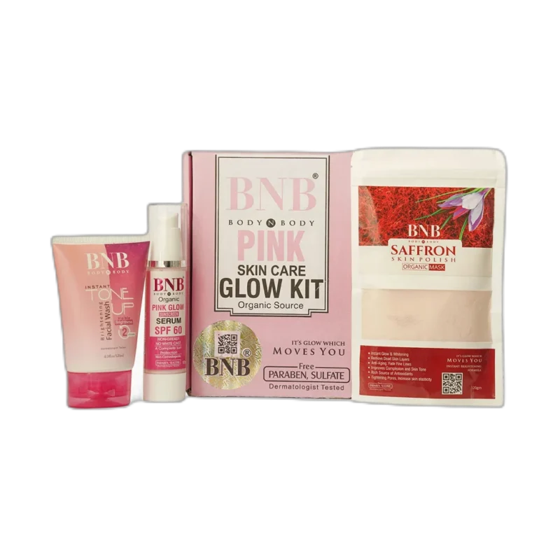 BNB Pink Glow Kit ( Toneup Facewash + Saffron Mask + Pink Glow Sunscreen Spf 60 )