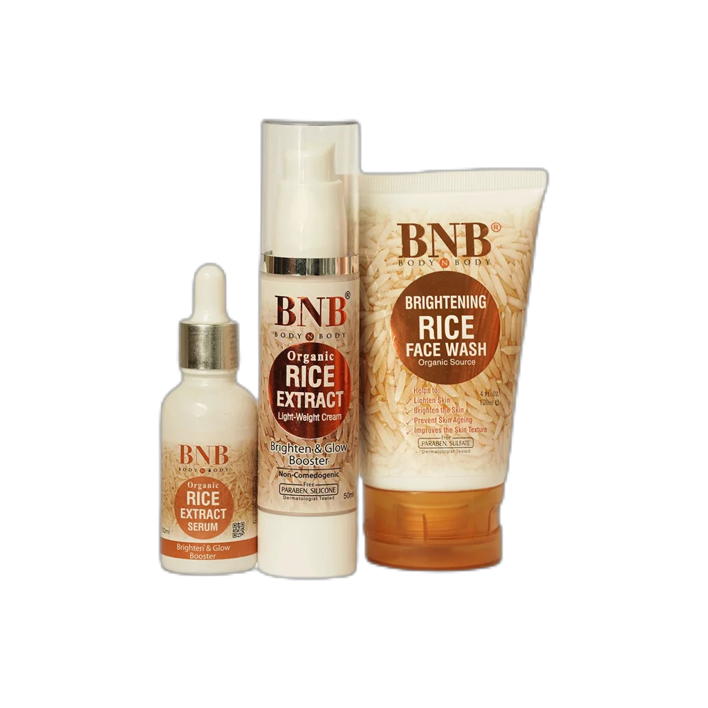 BNB Rice Glow Day Care Essentials (Rice Extract Facewash + Rice Extract Cream + Rice Extract Serum)