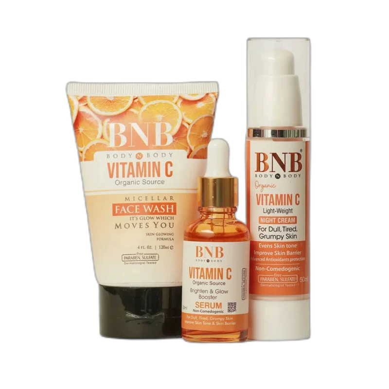 BNB Vitamin C Night Bliss Trio (Vitamin C Facewash + Vitamin C Night Cream + Vitamin C Serum)